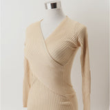 ニットワンピース タイト リブ 長袖 通販 リブニット ワンピース ミニ ミニ丈 ミニワンピ ミニワンピース ミニタイト ニット ワンピ リブ編み Vネック ミニスカート ニットドレス