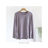 Tシャツ レディース パット付 通販 長袖 ロンT カップ付き 長袖Tシャツ ルームウェア 部屋着 インナー ラウンドネック トップス 長袖インナー きれいめ おしゃれ リラックス ゆったり