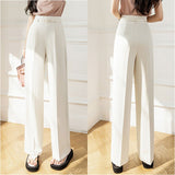 ワイドパンツ ハイウエスト レディース 通販 パンツ スラックス 長ズボン ズボン ロングパンツ カジュアルパンツ ワイド ベルト付き ポケット センタープレス カジュアル きれいめ