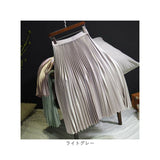 プリーツスカート ロング 通販 ロングスカート スカート ボトムス レディース 膝下丈 ミモレ丈 シンプル 無地 ウエストゴム サテン Aライン 秋 冬 通勤 通学 きれいめ カジュアル 大人