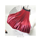 プリーツスカート ロング 通販 ロングスカート スカート ボトムス レディース 膝下丈 ミモレ丈 シンプル 無地 ウエストゴム サテン Aライン 秋 冬 通勤 通学 きれいめ カジュアル 大人