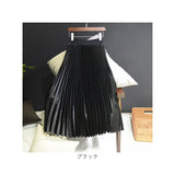 プリーツスカート ロング 通販 ロングスカート スカート ボトムス レディース 膝下丈 ミモレ丈 シンプル 無地 ウエストゴム サテン Aライン 秋 冬 通勤 通学 きれいめ カジュアル 大人