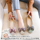 パンプス ローヒール リボン 通販 フラットシューズ きれいめ ローヒールパンプス ぺたんこパンプス レディース 靴 シューズ かわいい 歩きやすい おしゃれ 結婚式 ゴム底 スクエアトゥ