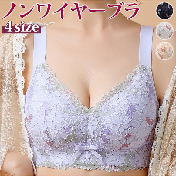 ブラジャー レディース レース 通販 ブラ 下着 アンダーウェア 軽量 フラワーレース フルカップ リボン レース 通気性 柔らかい やわらかい 薄い インナー インナーウェア ランジェリー