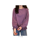 カットソー 長袖 レディース 通販 tシャツ ロンt 長袖Tシャツ クルーネック ラウンドネック ドロップショルダー ボリューム袖 トップス ゆったり 春 秋 冬 体型カバー 無地 シンプル