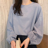 カットソー 長袖 レディース 通販 tシャツ ロンt 長袖Tシャツ クルーネック ラウンドネック ドロップショルダー ボリューム袖 トップス ゆったり 春 秋 冬 体型カバー 無地 シンプル