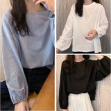カットソー 長袖 レディース 通販 tシャツ ロンt 長袖Tシャツ クルーネック ラウンドネック ドロップショルダー ボリューム袖 トップス ゆったり 春 秋 冬 体型カバー 無地 シンプル