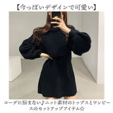 ニットワンピース ミニ丈 通販 ミニワンピース ワンピース ワンピ おしゃれ かわいい レディース タイト きれいめ バルーンスリーブ ハイネック タートルネック 重ね着 セットアップ