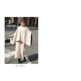 ハイネックポンチョ ワイドパンツ セットアップ レディース 通販 ハイネック ポンチョ ワイド パンツ ロングパンツ 部屋着 長ズボン パンツスーツ 体型カバー ゆったり 上下セット 上下