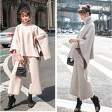 ハイネックポンチョ ワイドパンツ セットアップ レディース 通販 ハイネック ポンチョ ワイド パンツ ロングパンツ 部屋着 長ズボン パンツスーツ 体型カバー ゆったり 上下セット 上下