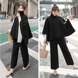 ハイネックポンチョ ワイドパンツ セットアップ レディース 通販 ハイネック ポンチョ ワイド パンツ ロングパンツ 部屋着 長ズボン パンツスーツ 体型カバー ゆったり 上下セット 上下
