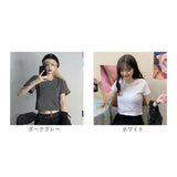 Tシャツ 半袖 レディース ショート丈 通販 半袖Tシャツ 半袖tシャツ tシャツ シャツ ショート カットソー レディースカットソー ミニ丈 へそ出し クルーネック 無地 フェミニン