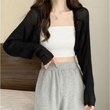 カーディガン ショート丈 通販 ドルマンカーディガン 羽織り アウター カーデガン ボレロ ドルマンスリーブ シアー 透け感 前開き 長袖 ゆったり 重ね着 冷房対策 無地 シンプル 通勤