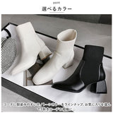 ソックスブーツ レディース 歩きやすい 通販 ストレッチブーツ ショートブーツ 靴下ブーツ ブーツ シューズ PUブーツ PU 厚底 チャンキーヒール ヒール ポインテッドトゥ 疲れにくい