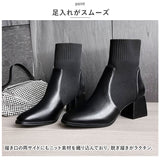 ソックスブーツ レディース 歩きやすい 通販 ストレッチブーツ ショートブーツ 靴下ブーツ ブーツ シューズ PUブーツ PU 厚底 チャンキーヒール ヒール ポインテッドトゥ 疲れにくい