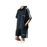 スウェット セットアップ 五分袖 レディース 通販 ジャージ ハーフパンツ ショートパンツ ジャケット パンツ スポーツウェア ５分袖 サイドライン カジュアル 普段着 スポーティー