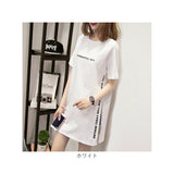 Tシャツ 半袖 レディース ロング丈 通販 ロゴTシャツ 半袖Tシャツ 半袖tシャツ tシャツ シャツ カットソー ロングシャツ レディースカットソー サイドスリット ロゴ ロング ベーシック