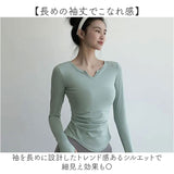 ヨガウェア トップス 通販 ヨガトップス 長袖 ヨガ ウェア キーネック tシャツ ロンt レディース ロングTシャツ 長袖Tシャツ ピラティスウェア スポーツウェア 速乾 ホットヨガ