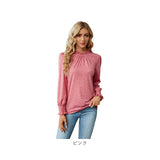 長袖 Tシャツ レディース 通販 カットソー ロングTシャツ ロンティー ロンT シャツ ティーシャツ プルオーバー トップス タートルネック ハイネック フリル 通勤 通学 重ね着 シンプル