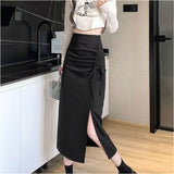 タイトスカート レディース スリツト 通販 タイト スカート レディーススカート ミモレ丈 ミモレ 深スリット スリット入り リボン セクシー きれいめ かわいい 可愛い カジュアル