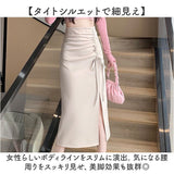 タイトスカート レディース スリツト 通販 タイト スカート レディーススカート ミモレ丈 ミモレ 深スリット スリット入り リボン セクシー きれいめ かわいい 可愛い カジュアル