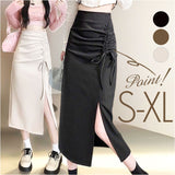 タイトスカート レディース スリツト 通販 タイト スカート レディーススカート ミモレ丈 ミモレ 深スリット スリット入り リボン セクシー きれいめ かわいい 可愛い カジュアル