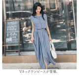 ノースリーブ ワンピース ロング 通販 ロングワンピース ワンピ レディース 春 夏 秋 おしゃれ オシャレ きれいめ Aライン ウエストベルト スリット ふんわり シンプル 無地 通勤 通学