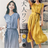 ノースリーブ ワンピース ロング 通販 ロングワンピース ワンピ レディース 春 夏 秋 おしゃれ オシャレ きれいめ Aライン ウエストベルト スリット ふんわり シンプル 無地 通勤 通学