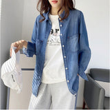 デニムシャツ レディース 通販 シャツ おしゃれ デニム トップス 長袖 カジュアル 襟付き カジュアルシャツ 春 秋 ダンガリーシャツ 無地 ブルー シンプル ブラウス 長袖シャツ 長そで