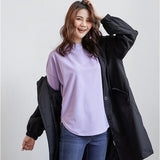 カットソー 長袖 レディース 通販 tシャツ ロンt ロングTシャツ 長袖Tシャツ トップス クルーネック スリット入り 秋 冬 重ね着 無地 シンプル ゆったり 大きいサイズ オフィス