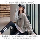 スウェットトップス レディース 通販 裏起毛 ゆったり トップス 長袖 トレーナー スウェット ロゴ カジュアル 体型カバー おしゃれ あったか かわいい レイヤード風 重ね着風 春秋冬
