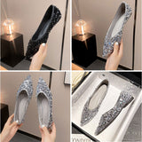 ローヒールパンプス レディース 通販 フラットシューズ 靴 ぺたんこ靴 走れるパンプス ポインテッドトゥパンプス ポインテッドトゥ パンプス ローヒール スパンコール お出かけ