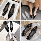 ローヒールパンプス レディース 通販 フラットシューズ 靴 ぺたんこ靴 走れるパンプス ポインテッドトゥパンプス ポインテッドトゥ パンプス ローヒール スパンコール お出かけ