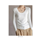 Uネック カットソー 長袖 通販 tシャツ ロンt レディース 長袖インナー ロングTシャツ 長袖Tシャツ トップス インナー プルオーバー 重ね着 春 秋冬 無地 シンプル きれいめ ベーシック