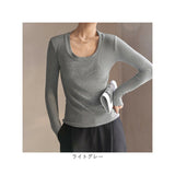 Uネック カットソー 長袖 通販 tシャツ ロンt レディース 長袖インナー ロングTシャツ 長袖Tシャツ トップス インナー プルオーバー 重ね着 春 秋冬 無地 シンプル きれいめ ベーシック