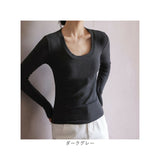 Uネック カットソー 長袖 通販 tシャツ ロンt レディース 長袖インナー ロングTシャツ 長袖Tシャツ トップス インナー プルオーバー 重ね着 春 秋冬 無地 シンプル きれいめ ベーシック