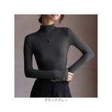 ハイネック インナー レディース 通販 ハイネック 長袖 シャツ ロンT ロングTシャツ カットソー トップス レイヤード 重ね着 シンプル 無地 防寒 暖かい 薄手 保温 保湿 通勤 通学