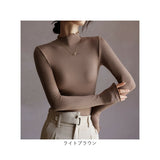 メロウネック インナー レディース 通販 長袖 ハイネック シャツ ロンT ロングTシャツ カットソー トップス レイヤード 重ね着 シンプル 無地 防寒 暖かい 薄手 保温 保湿 通勤 通学