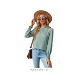 長袖 Tシャツ レディース 通販 カットソー プルオーバー シャツ ティーシャツ ロンティー ロンT ロングTシャツ トップス タートルネック ハイネック レーヨン フリル 通勤 通学 重ね着