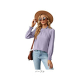 長袖 Tシャツ レディース 通販 カットソー プルオーバー シャツ ティーシャツ ロンティー ロンT ロングTシャツ トップス タートルネック ハイネック レーヨン フリル 通勤 通学 重ね着