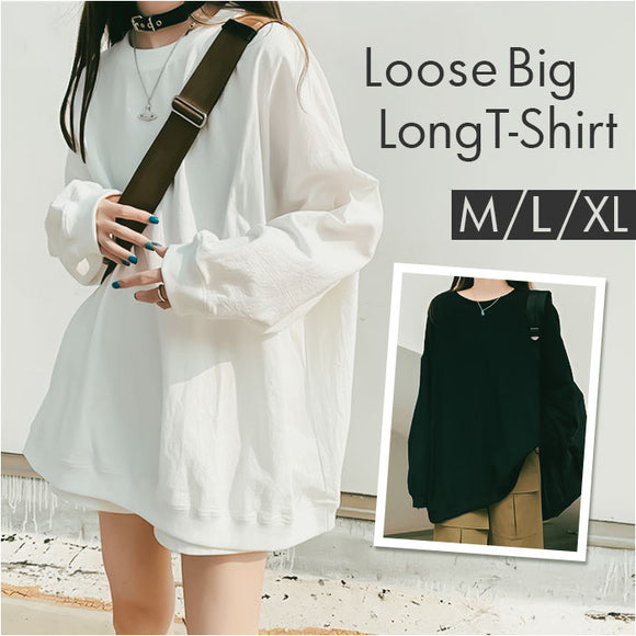 カットソー 長袖 レディース 通販 tシャツ 長袖tシャツ ロンt ロングTシャツ トップス プルオーバー おしゃれ オーバーサイス シンプル 無地 カジュアル クルーネック ゆったり