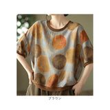 Tシャツ 半袖 レディース 通販 tシャツ レディースTシャツ シャツ レディースtシャツ カットソー プルオーバー 部屋着 クルーネック 丸首 普段着 着まわし 総柄 ゆったり トップス