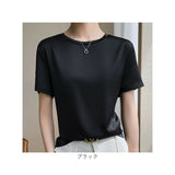 ブラウス 半袖 光沢 通販 レディース トップス プルオーバー なめらか きれいめ 上品 オフィス ビジネス オフィスカジュアル 大人 光沢感 半袖シャツ 春 夏 仕事 通勤 おしゃれ 薄手