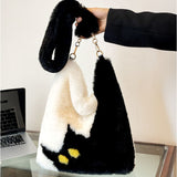 猫柄 バッグ ショルダー 通販 モコモコバッグ ファー もこもこバッグ 冬バッグ ショルダーバッグ トートバッグ 肩掛けバッグ レディース 斜めかけバッグ 斜め掛けバッグ ショルダーバック