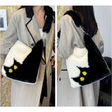 猫柄 バッグ ショルダー 通販 モコモコバッグ ファー もこもこバッグ 冬バッグ ショルダーバッグ トートバッグ 肩掛けバッグ レディース 斜めかけバッグ 斜め掛けバッグ ショルダーバック