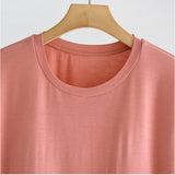 Tシャツ カップ付き 通販 ブラトップ 半袖 カップ付きtシャツ 半袖Tシャツ カットソー トップス レディース パッド付き インナー 部屋着 夏 ルームウェア 無地 シンプル 締め付けない