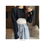 トップス クロップド丈 レディース 通販 長袖 カットソー おしゃれ かわいい ショートニット ショート丈 ミディアム丈 プルオーバー きれいめ へそ出し 無地 シンプル 春秋冬 ダンス
