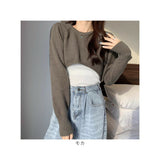 トップス クロップド丈 レディース 通販 長袖 カットソー おしゃれ かわいい ショートニット ショート丈 ミディアム丈 プルオーバー きれいめ へそ出し 無地 シンプル 春秋冬 ダンス