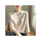 七分袖 tシャツ レディース 通販 カットソー 7分袖 トップス コットン 綿100% クルーネック 春 秋 冬 大きいサイズ きれいめ 無地 シンプル オフィス カジュアル 通勤 通学 かわいい
