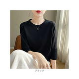 七分袖 tシャツ レディース 通販 カットソー 7分袖 トップス コットン 綿100% クルーネック 春 秋 冬 大きいサイズ きれいめ 無地 シンプル オフィス カジュアル 通勤 通学 かわいい